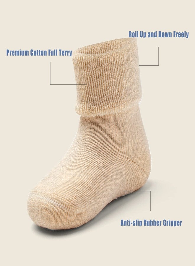 Aisyee Toddler Girls Non Slip Winter Warm Socks with Grips for Baby Girls Non Skid Terry Socks 6 Pack 2-4 Years - Image 3